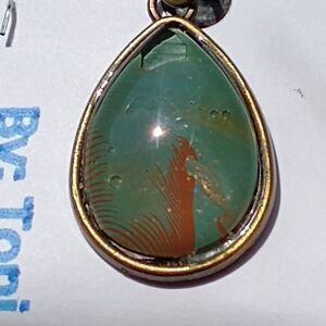 Hand Crafted Necklace Medallion Pendant 1" Raindrop Bronze Plate 20 " Chain